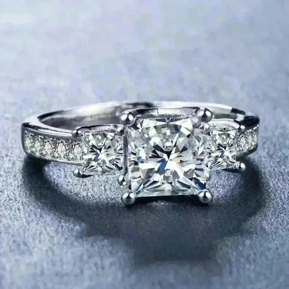 ✨Exquisite 925 Silver Plating Cushion CZ Diamond Ring, GPMB1474-8 - Picture 4 of 6